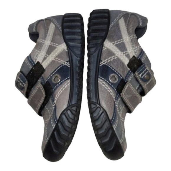 Ecco Childrens Grey blue Leather velcro Sneaker hiking shoes EU 28 USA 11 C - Picture 13 of 16